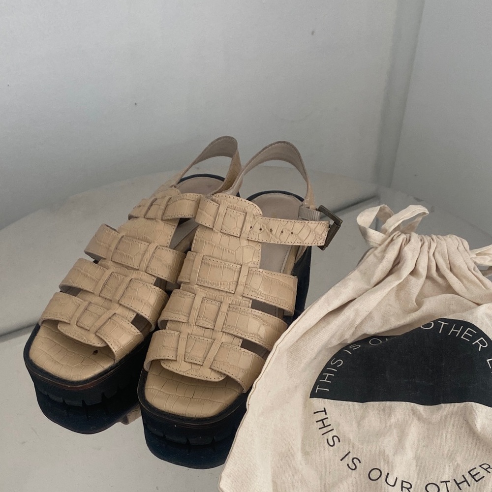 INTENTIONALLY BLANK Beige Platform Sandals